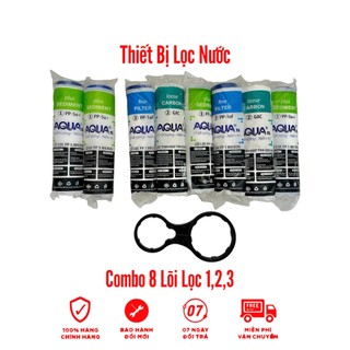  Combo 8 Lõi Lọc Nước 1 - 2 - 3 AQUA  Chính Hãng |  Dùng được cho mọi loại máy lọc Ro cốc lọc 10inch trên thị trường 