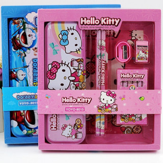 Bộ dụng cụ học tập cho bé 7 món gồm hộp bút, bút chì, bút màu, thước cho bé năm học mới