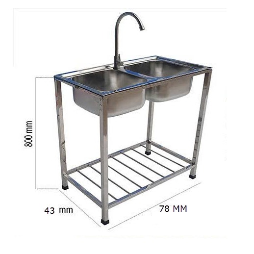 Chậu rửa chén bát 2 hộc - Chậu rửa có chân