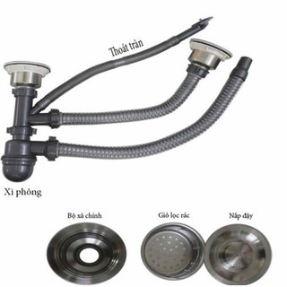 Chậu rửa chén bát 2 hộc - Chậu rửa có chân