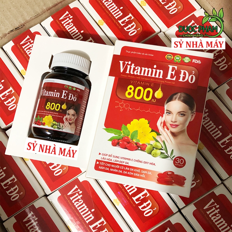 Vitamin E Đỏ 800IU giúp da căng bóng, sáng mịn, trẻ hóa, giúp đậu thai nhanh, hộp 30 viên (hóa đơn đầy đủ)