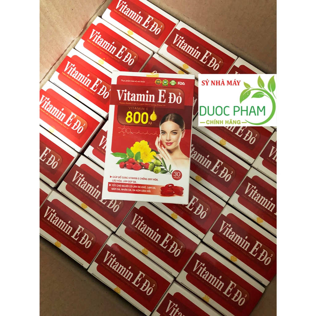 Vitamin E Đỏ 800IU giúp da căng bóng, sáng mịn, trẻ hóa, giúp đậu thai nhanh, hộp 30 viên (hóa đơn đầy đủ)