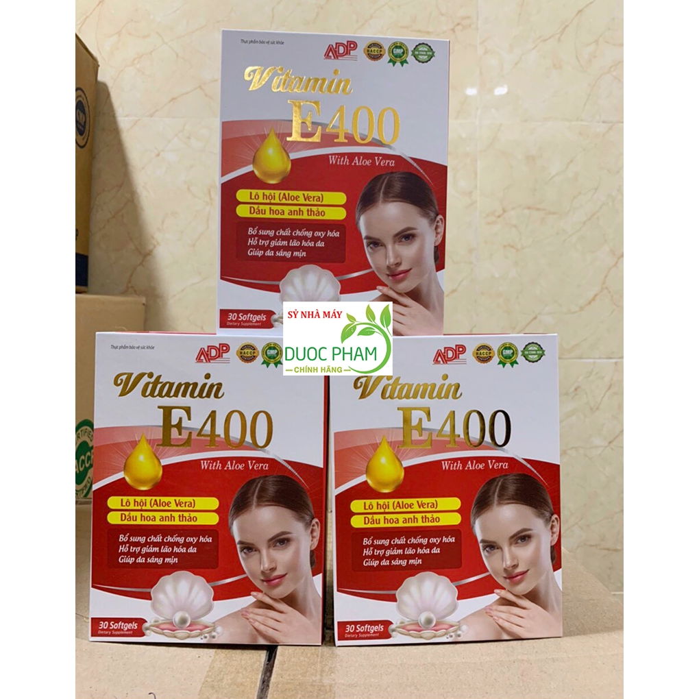 Vitamin E đỏ hàm lượng 400IU lọ thủy tinh cao cấp hộp 30 viên giúp da sáng mịn,căng trẻ
