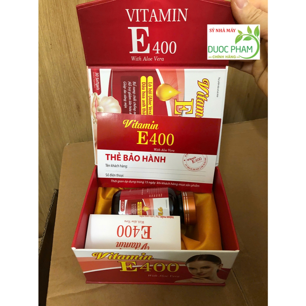 Vitamin E đỏ hàm lượng 400IU lọ thủy tinh cao cấp hộp 30 viên giúp da sáng mịn,căng trẻ