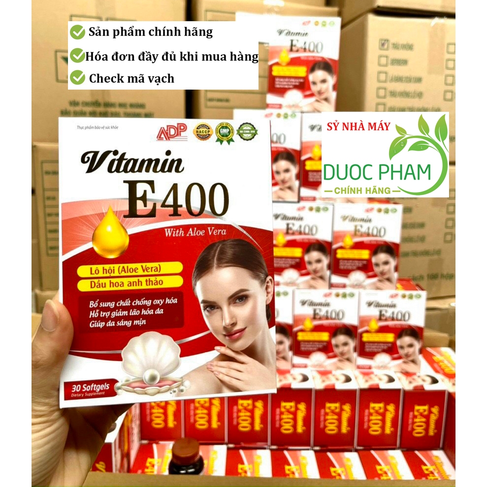 Vitamin E đỏ hàm lượng 400IU lọ thủy tinh cao cấp hộp 30 viên giúp da sáng mịn,căng trẻ
