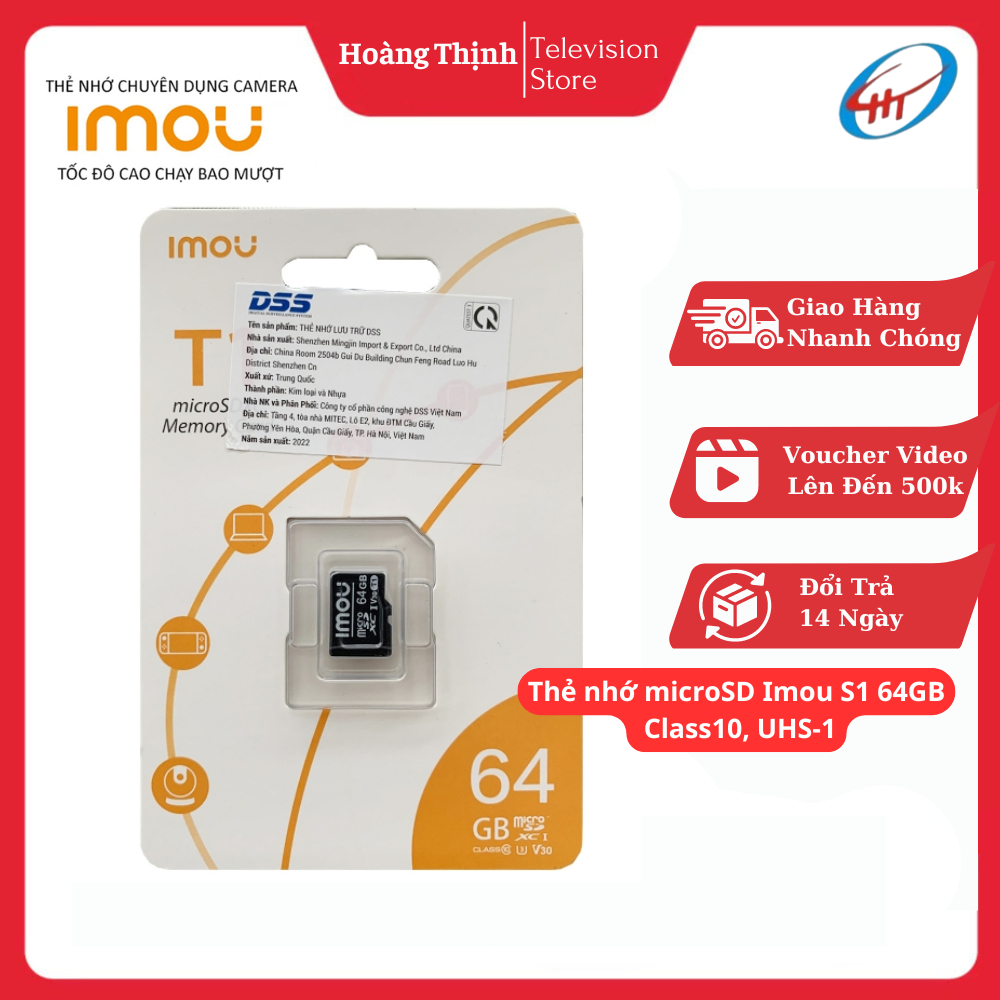 Thẻ nhớ microSD Imou 32/64GB Class10, UHS-1 - Thẻ nhớ chuyên dụng cho camera, máy ảnh