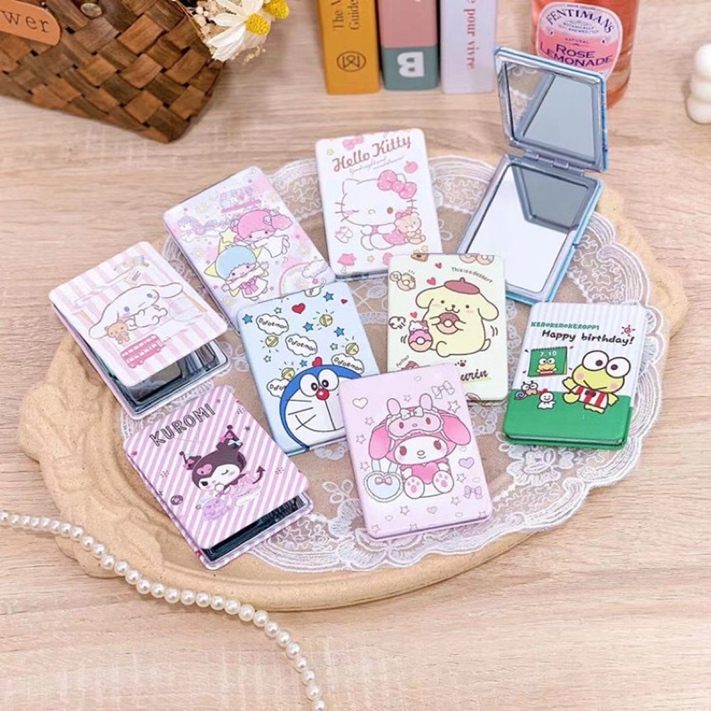 Gương 2 mặt mini bỏ túi Hello Kitty - Doremon Doraemon