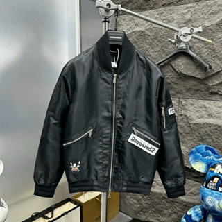 Áo khoác bomber gió nam nữ DSQ thêu túi khoá zip vạch chữ Dsq2 Icon phối logo chó pitbull boy phố AK179P