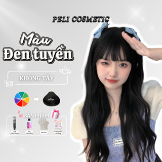 Thuốc nhuộm tóc màu Đen Tuyền - Than Đen Sử dụng nhuộm tại nhà [ đã bao gồm oxy và bao tay ]