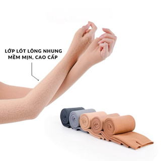 Ống tay sọc gân Ủ KEM , CHỐNG NẮNG lông nhung , chống nắng co giãn tốt