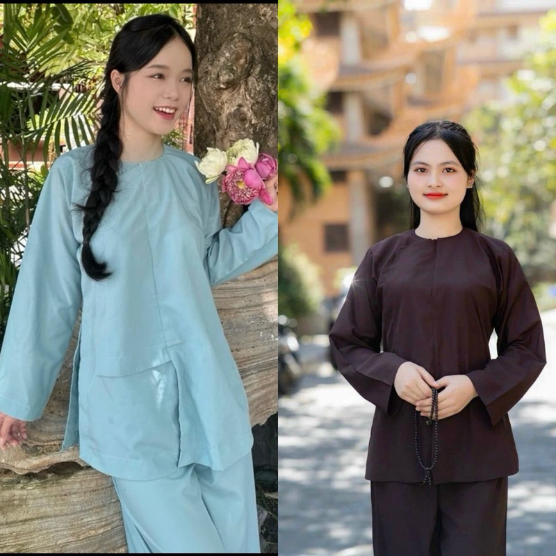 Đồ lam đi chùa cho nam nữ - Set bộ Vạt hò Vạt khách nút thắt chất liệu kate cao cấp phong cách lịch 