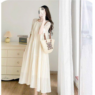 V603 ĐẦM VÁY CÔNG SỞ DỰ TIỆC MÙA THU ĐÔNG-ĐẦM BẦU DÁNG SUÔNG MAXI VẢI VOAN TƠ SẦN MÈM MẠI TIỂU THƯ SANG CHẢNH FRESIZE