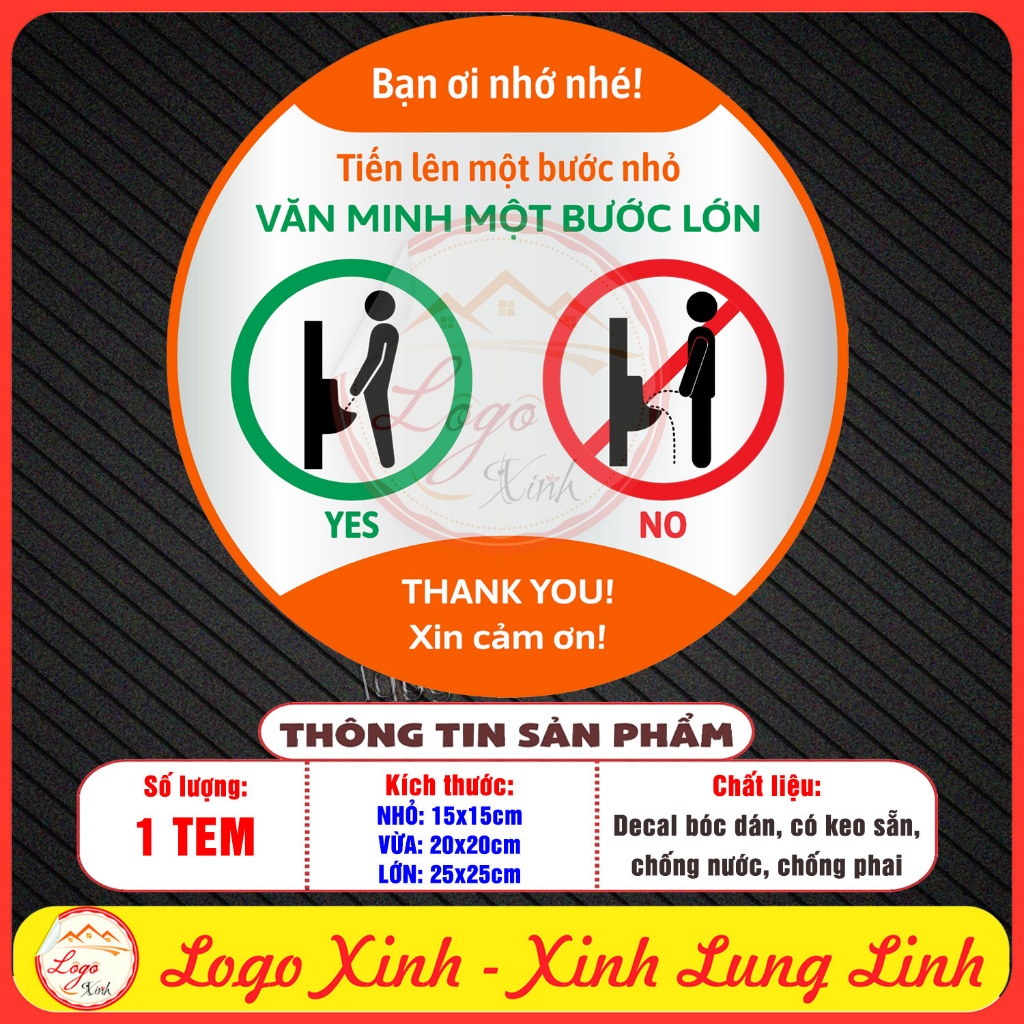 Tem Decal Dán Sticker Đi Vệ Sinh Đúng Cách, Cách Đi Vệ Sinh Bồn Tiểu Nam, Toilet Nam Đúng Cách, Tem Toilet Chống Nước