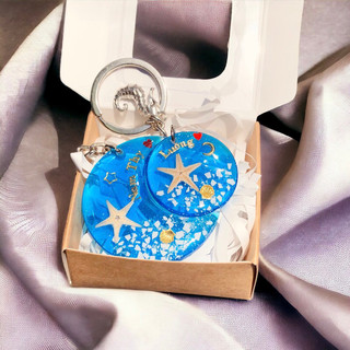 Móc Khóa cặp đôi sao biển thật (thêm tên theo yêu cầu) handmade keychain DIY quà lưu niệm Lilande