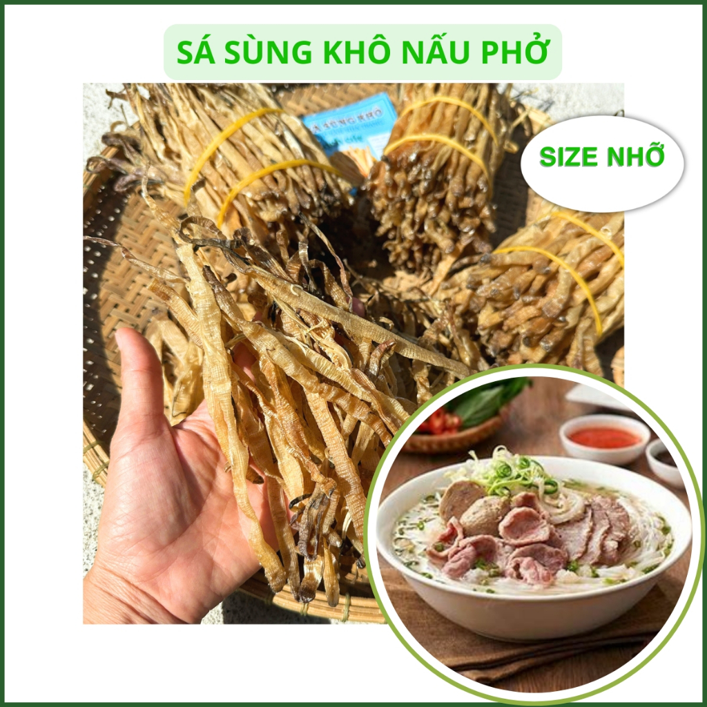Sá sùng khô nấu phở 100gr/50gr loại 1 size Trung sạch cát - sá sùng nấu nước phở siêu ngọt thơm ngon