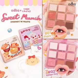 Bảng Phấn Mắt 9 Ô Odbo Kitten Day & Puppy Day Mèo & Cún Con Tặng Kèm Kẹp Tóc Sweet Munch 9g HATOLA