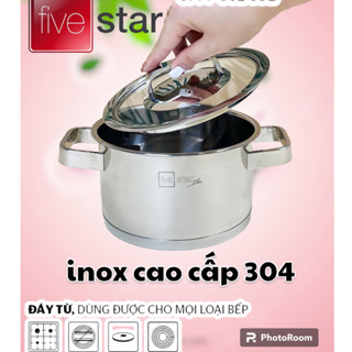 Nồi inox Fivestar Plus cao cấp (inox 304) 3 đáy quai vuông nắp kính,dùng được bếp từ (16 cm/18 cm/ 20 cm/24 cm)
