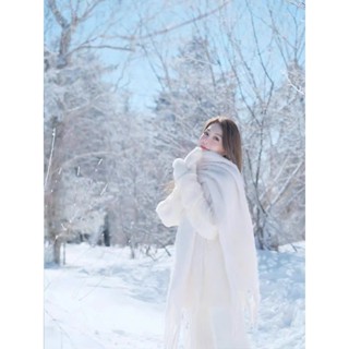 Khăn len lông chất liệu bông lông hải mã nhẹ nhàng màu trơn khăn cho nữ mùa đông dài ấm khăn choàng Cashmere sca-a-033