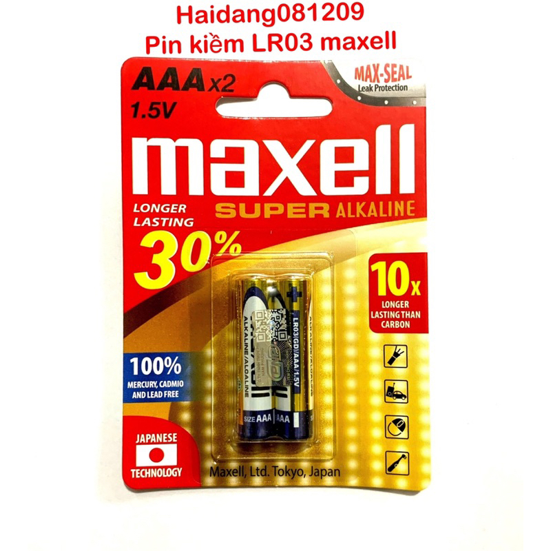 Pin AAA  Maxell 1.5V/LR03(GD)2B
