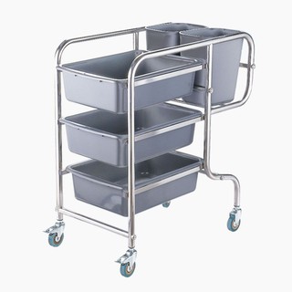 Xe Đẩy Thức Ăn Inox 3 Tầng, Xe Đẩy Phục Vụ Nhà Hàng, Khách Sạn, Bếp Ăn Công Nghiệp