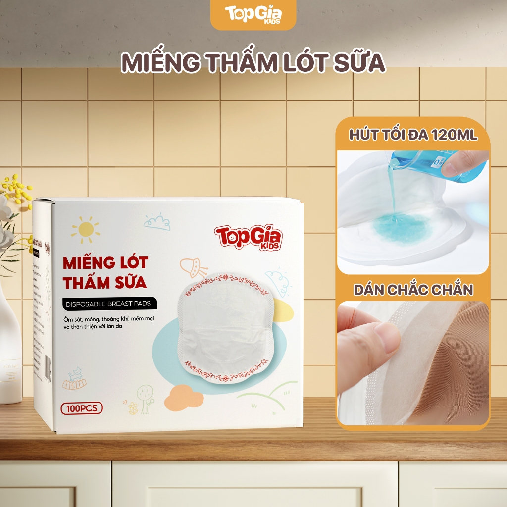 Miếng lót thấm sữa, miếng thấm hút sữa Topgiakids, 5 lớp thấm hút mềm mại, an toàn, tự nhiên cho mẹ