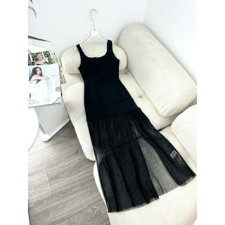 Đầm Dây HOBBS Đen Phối Dập Ly