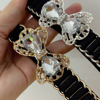 Đai váy Belt chun co giãn nịt đầm nơ đá kết nhỏ xinh Bản 1.5cm