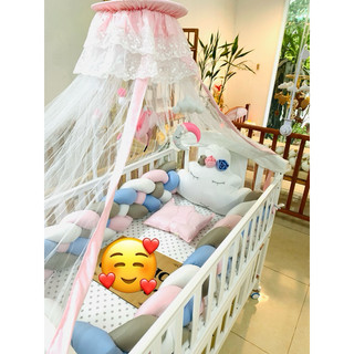 combo quây xoắn tết sam 4 ,ga chun đầu mây handmade giá siêu tốt+tặng thêu tên cho bé