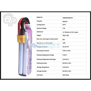 GNB / Tattu 450mAh 2S 80C 7.6V LiHV  XT30 / JST