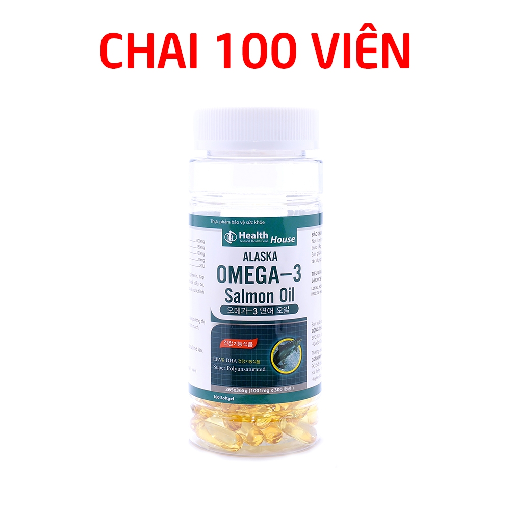 Viên dầu cá Alaska Omega 3 bổ não, sáng mắt, khỏe tim mạch, giảm cholesterol trong máu - 100 viên
