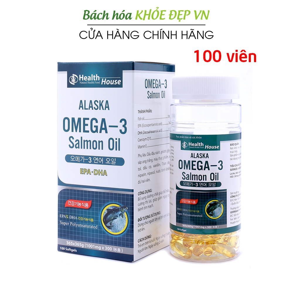 Viên dầu cá Alaska Omega 3 bổ não, sáng mắt, khỏe tim mạch, giảm cholesterol trong máu - 100 viên