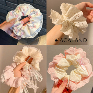   MẪU NGẪU NHIÊN  Dây buộc tóc scrunchies cột tóc nơ phối viền ren màu sắc pastel phong cách Hàn Quốc 