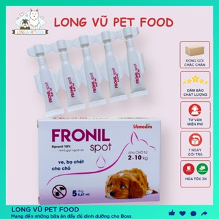 Hộp 5 ống nhỏ gáy ve rận bọ chét cho chó Fronil spot hiệu quả kéo dài đến 4 tuần - Long Vũ Pet Food