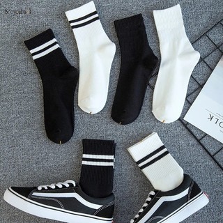 Thời Trang Đơn Giản Nam Nữ Sọc Cotton Thể Thao Giữa Ống Tất Xuân Hè Unisex Bông Tai Kẹp Thường Ngày Đa Năng