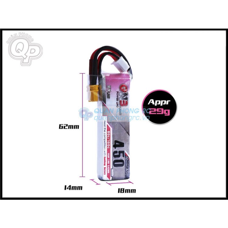 GNB / Tattu 450mAh 2S 80C 7.6V LiHV  XT30 / JST