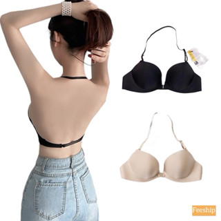 Áo ngực nữ cài trước kèm dây trong chuyên dụng mặc đầm hở lưng chất su đúc mềm tạo khe cao cấp