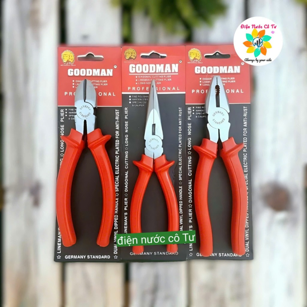 SET 3 cây kìm (kềm) răng điện cắt nhọn 8inch Goodman