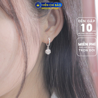 Bông tai bạc nữ, bong tai bạc nữ quả cầu lấp lánh móc tròn chất liệu bạc 925 - Viễn Chí Bảo B400003