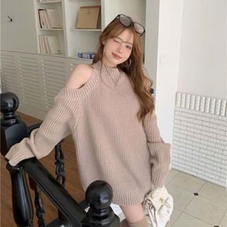 [SẴN] Đầm váy len nữ dáng dài form rộng màu nâu