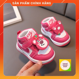 (Giảm Giá+Tặng Quà) Giày Thể Thao Cho Bé Gái Siêu Đáng Yêu Quai Dán Đế Mềm Chống Trượt Hình Gấu Dâu_M2272 COCA@HOUSE