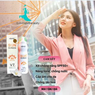 xịt chống nắng trắng da Sun Screen V7 nâng tone chống nước không bết dính kem chống nắng mặt body SPF50+