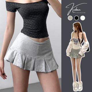 [KB21] Chân váy xếp ly ngắn KOBAN FASHION có quần bảo hộ, chân váy đen cạp trễ phong cách Y2K màu đen, xám, trắng