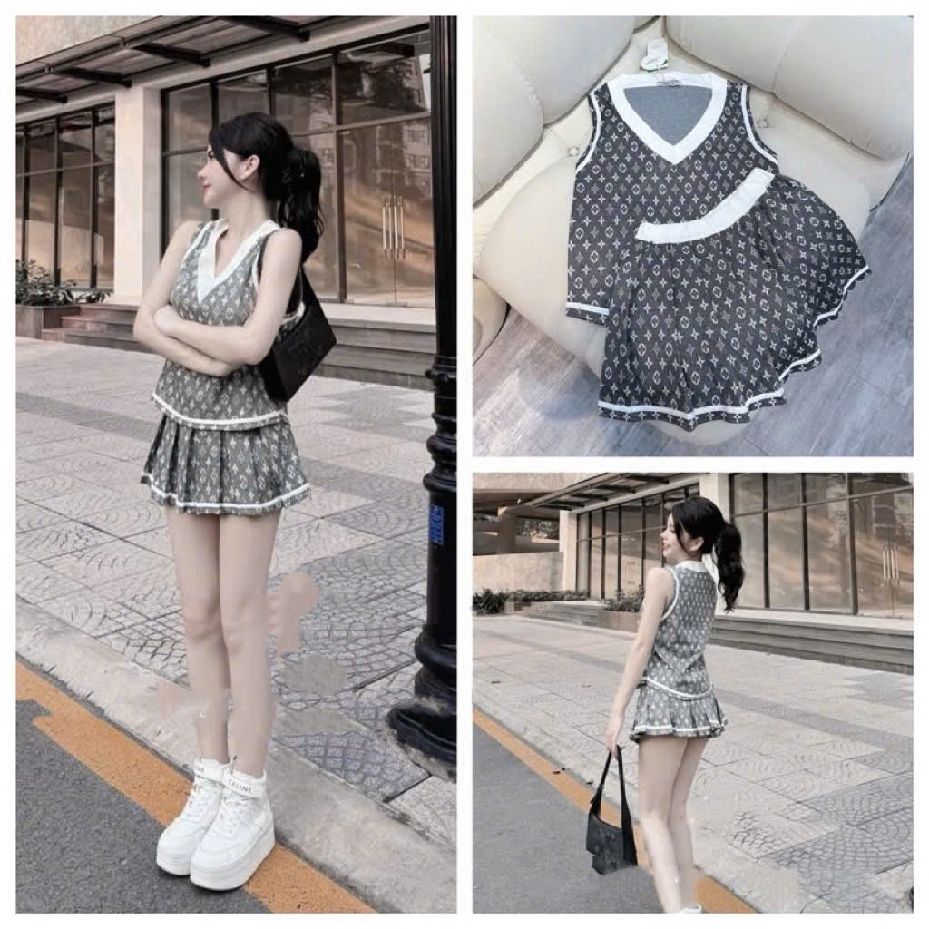 [ 𝐅𝐑𝐄𝐄 𝐒𝐇𝐈𝐏 ] Set bộ LV siu hot  Chất liệu vải dệt nguyên cây  cao cấp , fom lên  chuẩn mẫu Cv xếp l