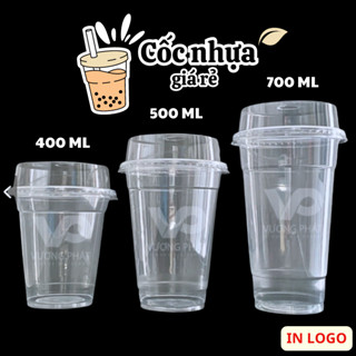 Set 50 Ly Nhựa PP Có Nắp Đế Bằng Cao Cấp, Dung Tích 400ml, 500ml,700ml Đủ Kích Thước