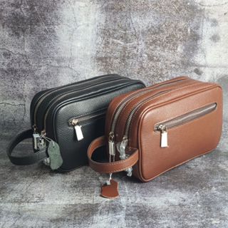[Da thật] Túi golf cầm tay nam da bò thật; Clutch da nam CL158 (Đen/Nâu) - 100% da thật, BH 3 năm