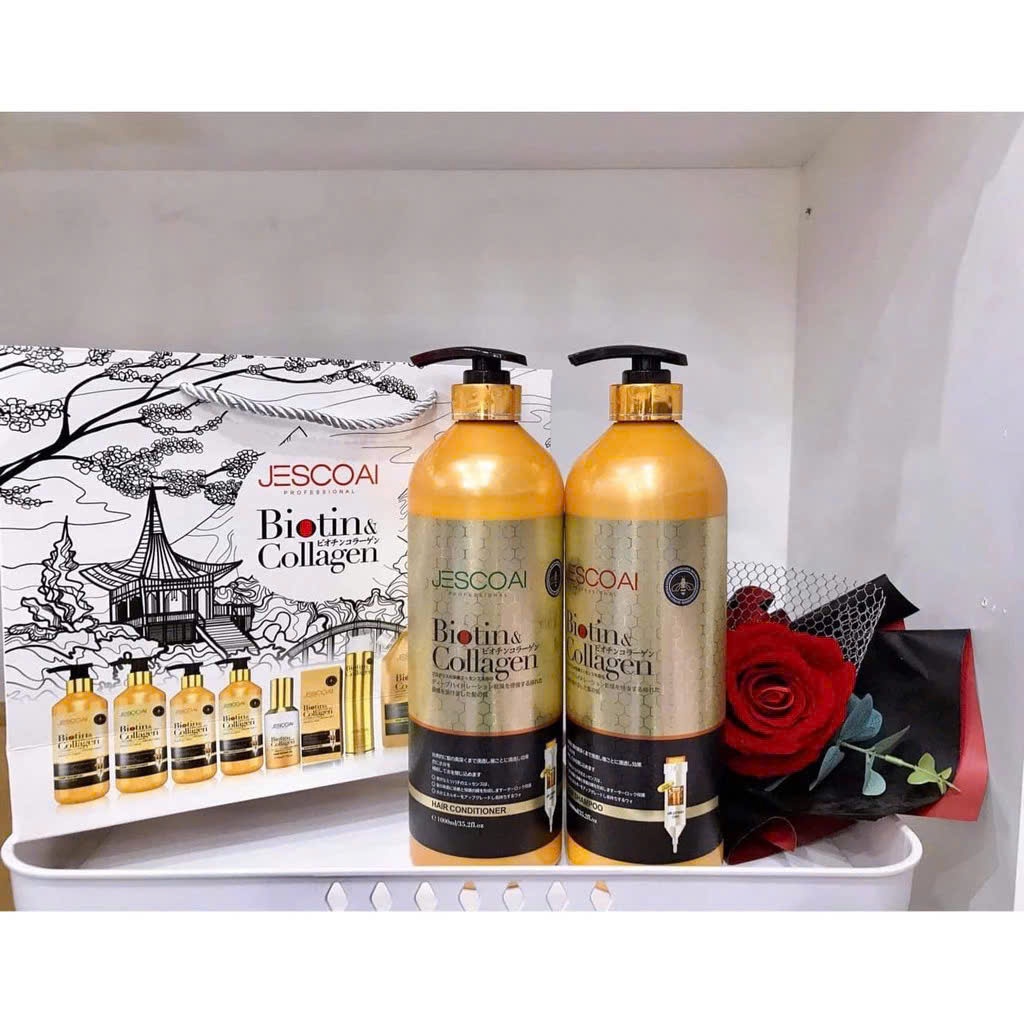 Dầu Gội Xả Biotin Collagen Jescoal Hương Nước Hoa, Phục Hồi Tóc Khô Xơ Hư Tổn
