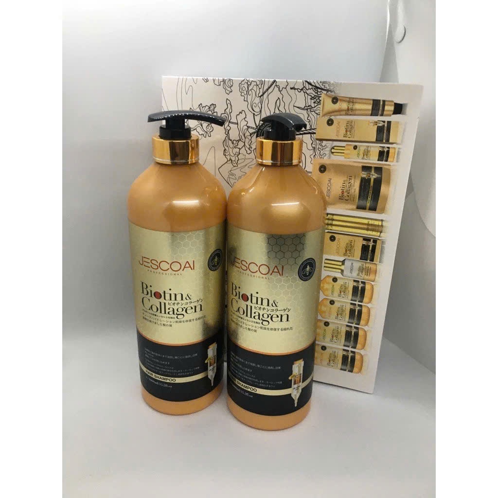 Dầu Gội Xả Biotin Collagen Jescoal Hương Nước Hoa, Phục Hồi Tóc Khô Xơ Hư Tổn