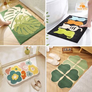 Thảm Lau Chân Chùi Chân Nhà Tắm, Nhà Bếp Chống Trơn Trượt Chất Liệu Lông Cừu Cao Cấp, Thảm lau chân hình chú chó