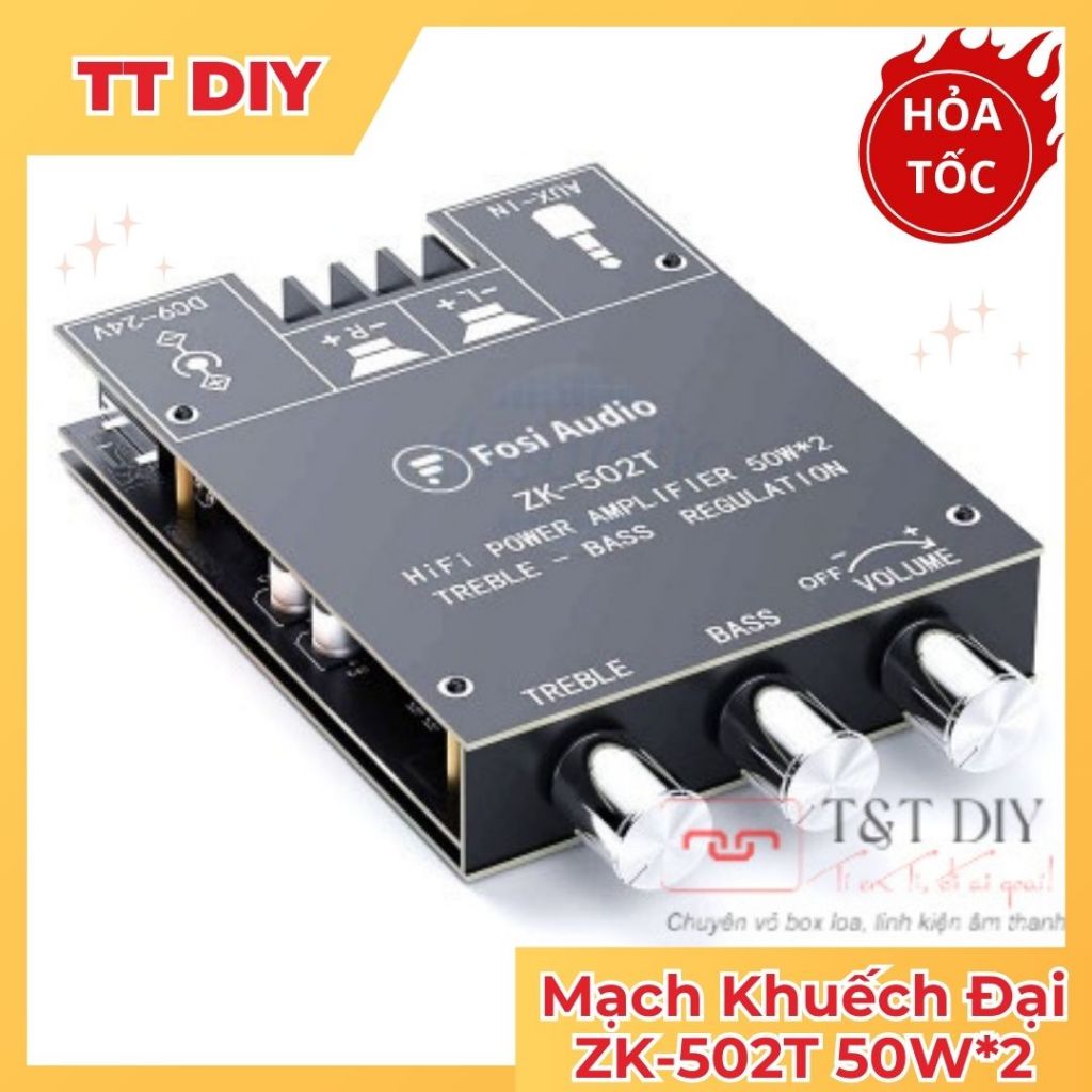Mạch Khuếch Đại Công Suất ZK-502T 50W*2 Bluetooth 5.0 Chính Hãng.