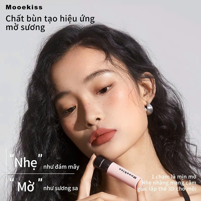 (Nắp đen) Son kem Mooekiss Velvet Lip Mud 3g